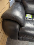 Black leather 3 seater double recliner - FBA105