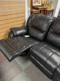 Black leather 3 seater double recliner - FBA105