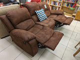 Brown 3 seater double recliner - HH1080